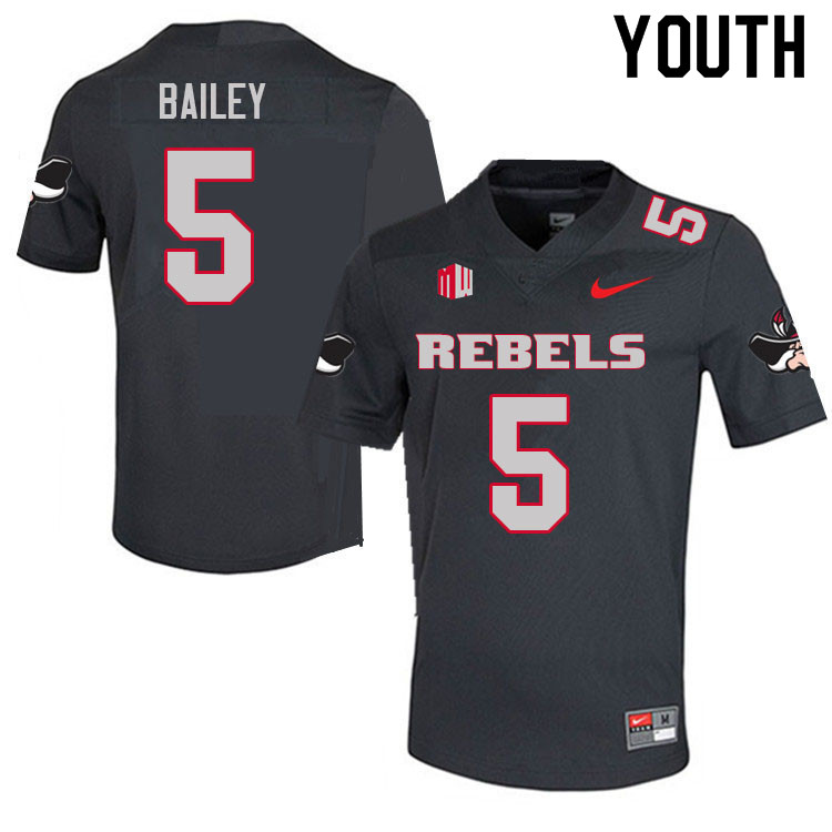 Youth #5 Harrison Bailey UNLV Rebels College Football Jerseys Sale-Charcoal - Click Image to Close